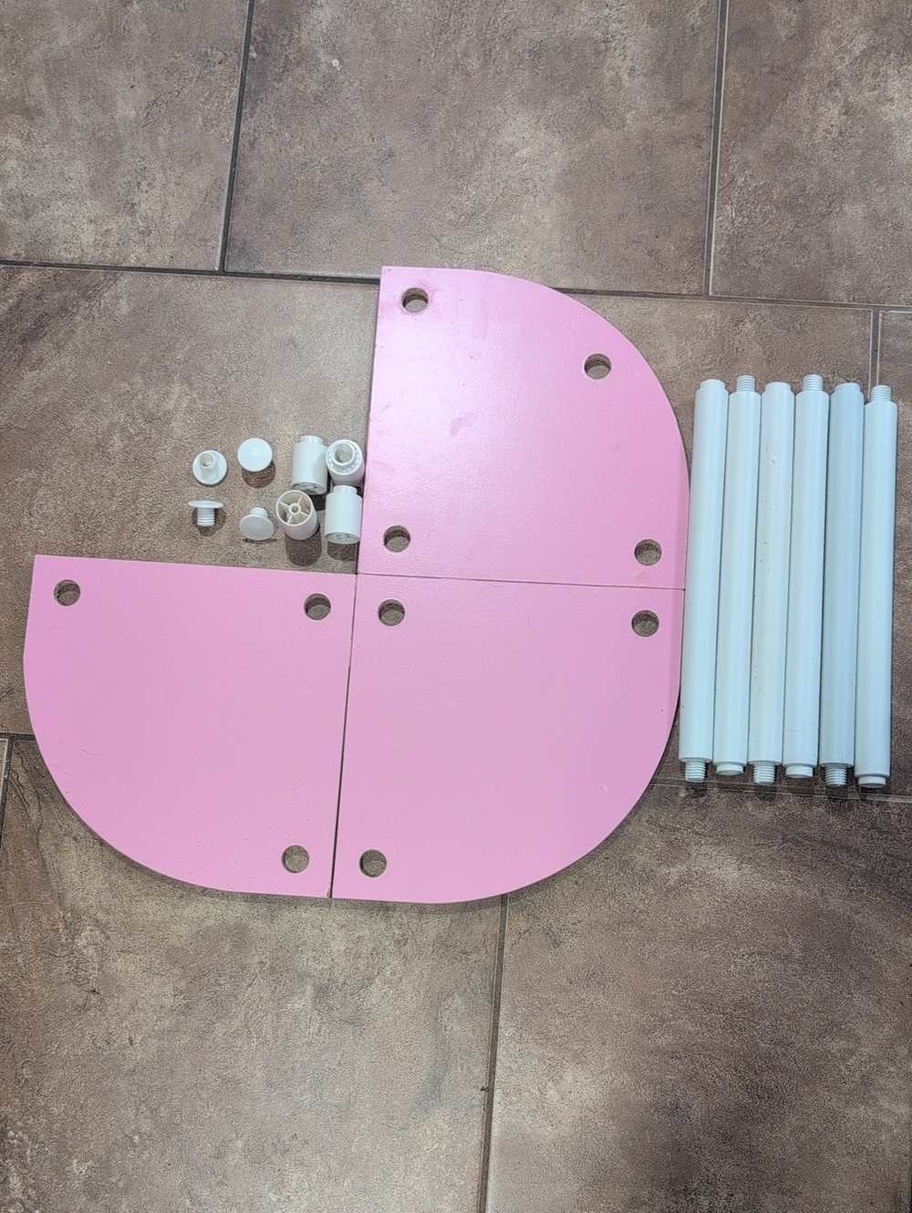 Pink Modular Corner Shelf Pieces with White Hardware